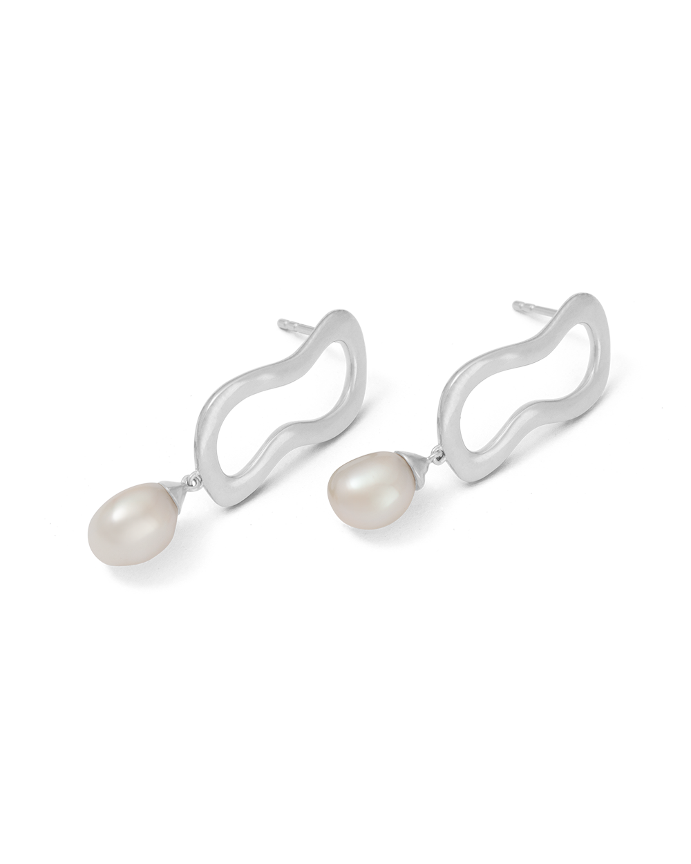 ONDA PEARL EARRINGS (STERLING SILVER) IMAGE 4