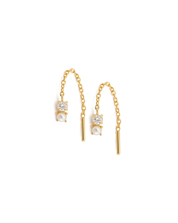 PEARL TOPAZ THREADER (18K GOLD PLATED) IMAGE 1