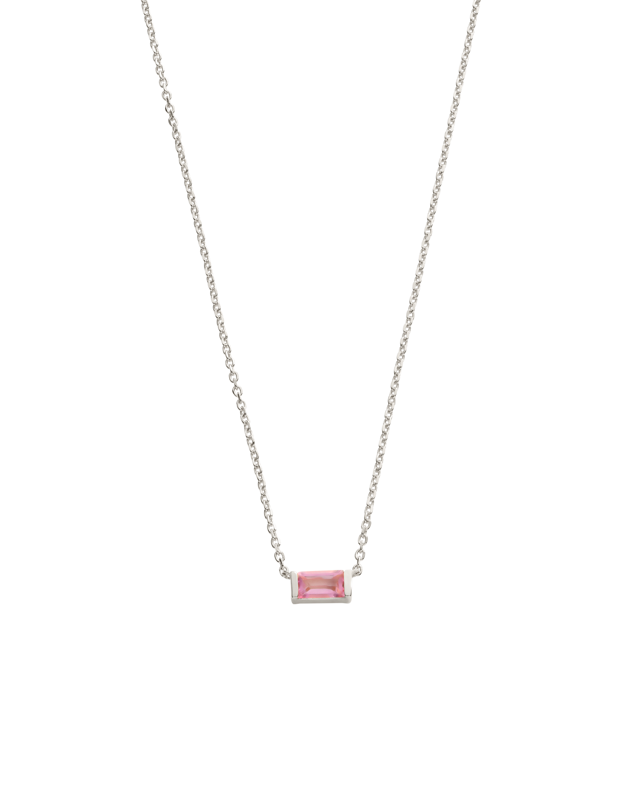 BAGUETTE BIRTHSTONE NECKLACE (STERLING SILVER) IMAGE 16