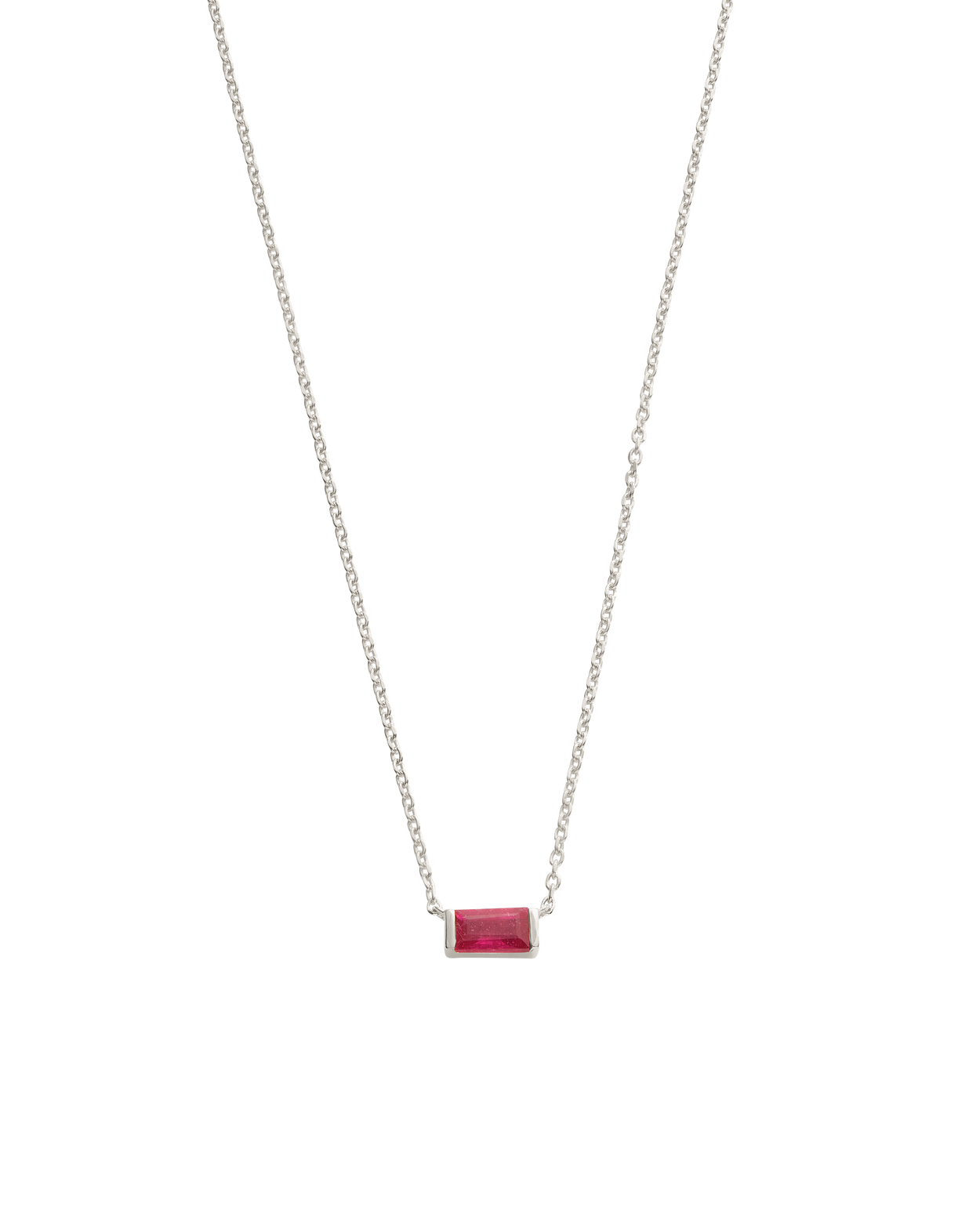 BAGUETTE BIRTHSTONE NECKLACE (STERLING SILVER) IMAGE 18