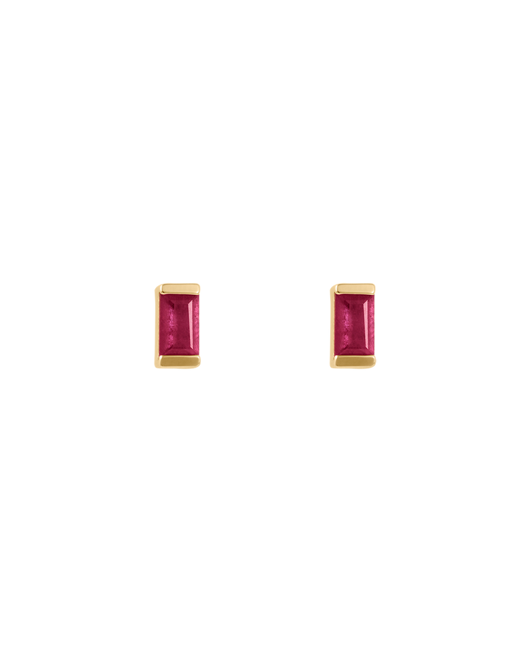 BAGUETTE BIRTHSTONE STUDS (18K GOLD PLATED)