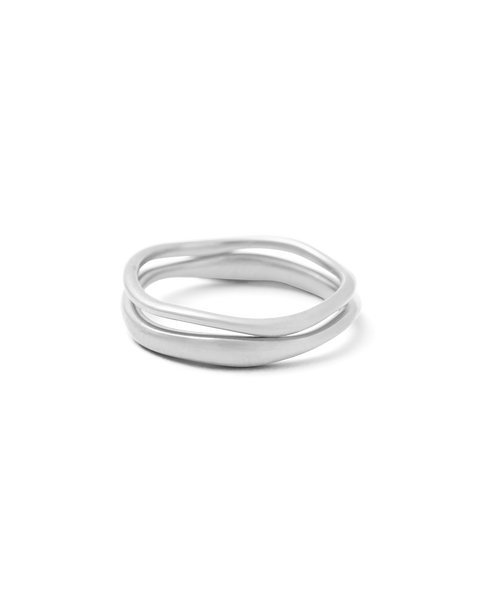Sterling Silver Twisted Stack Ring White Gold Vermeil 