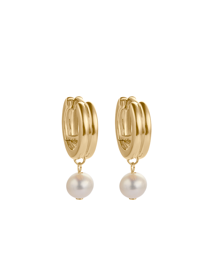 SOLACE PEARL HOOPS (18K GOLD PLATED) IMAGE 1