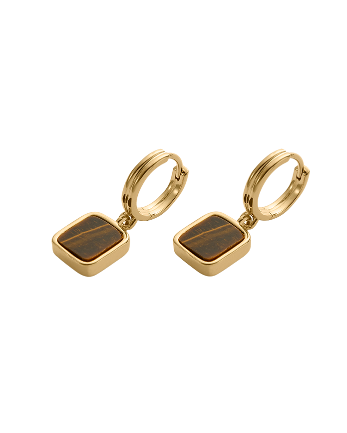 TIGERS EYE HOOPS (18K GOLD PLATED) IMAGE 4
