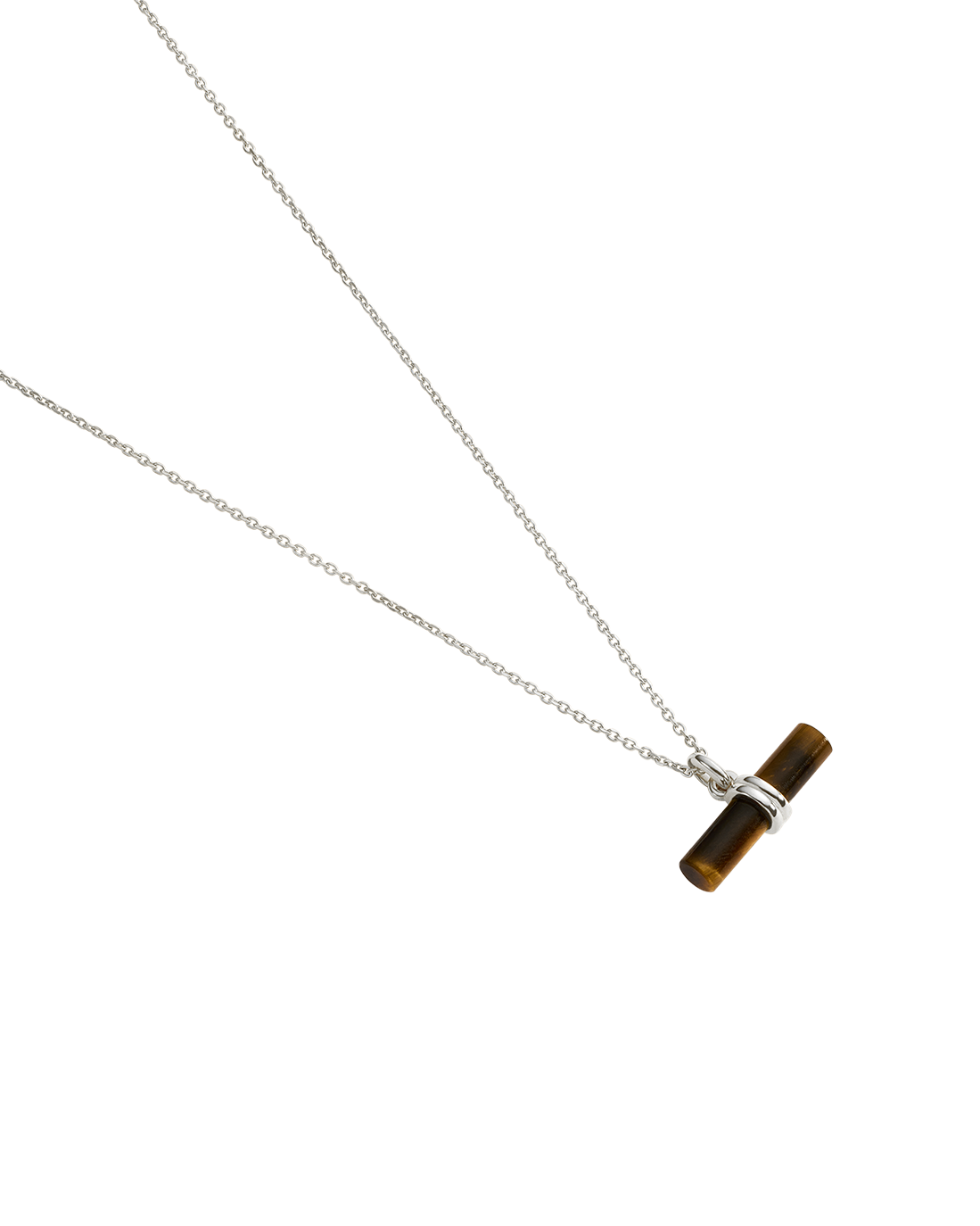 TIGERS EYE T-BAR NECKLACE (STERLING SILVER)