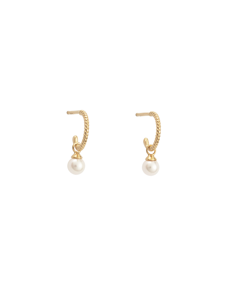 TINY PEARL HOOPS (18K GOLD PLATED) - IMAGE 1